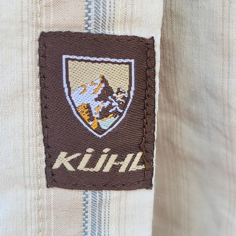 Kuhl Shirt Men’s Medium Blue Gray Stripes Outdoor Hiking Lightweight Cotton - Picture 4 of 11